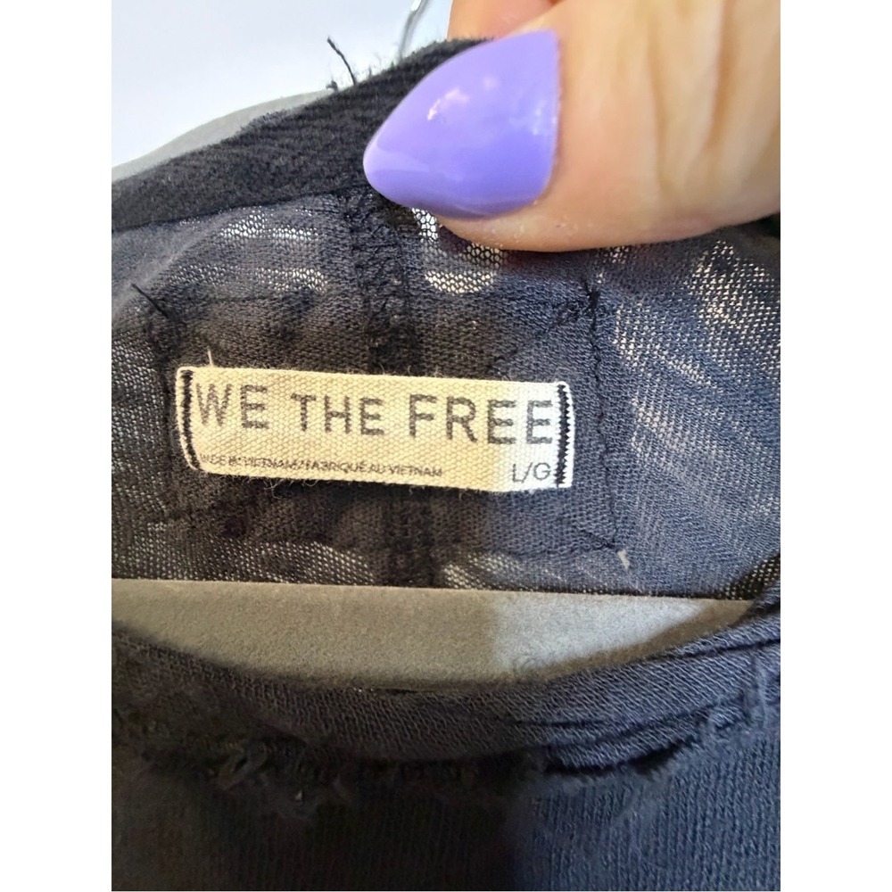 Free People We The Free Crystalle Tee Black Linen Blend Oversized Tunic L - Picture 9 of 16